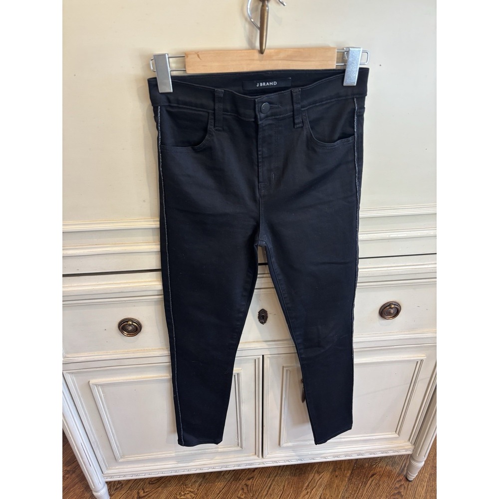 J. Brand Black Skinny Jeans High Rise Size 25 Cotton Shimmer Edge Night Out